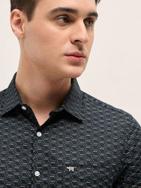 THE BEAR HOUSE Men Spread Collar Abstract Printed Pure Cotton Tailored Fit Formal Shirt