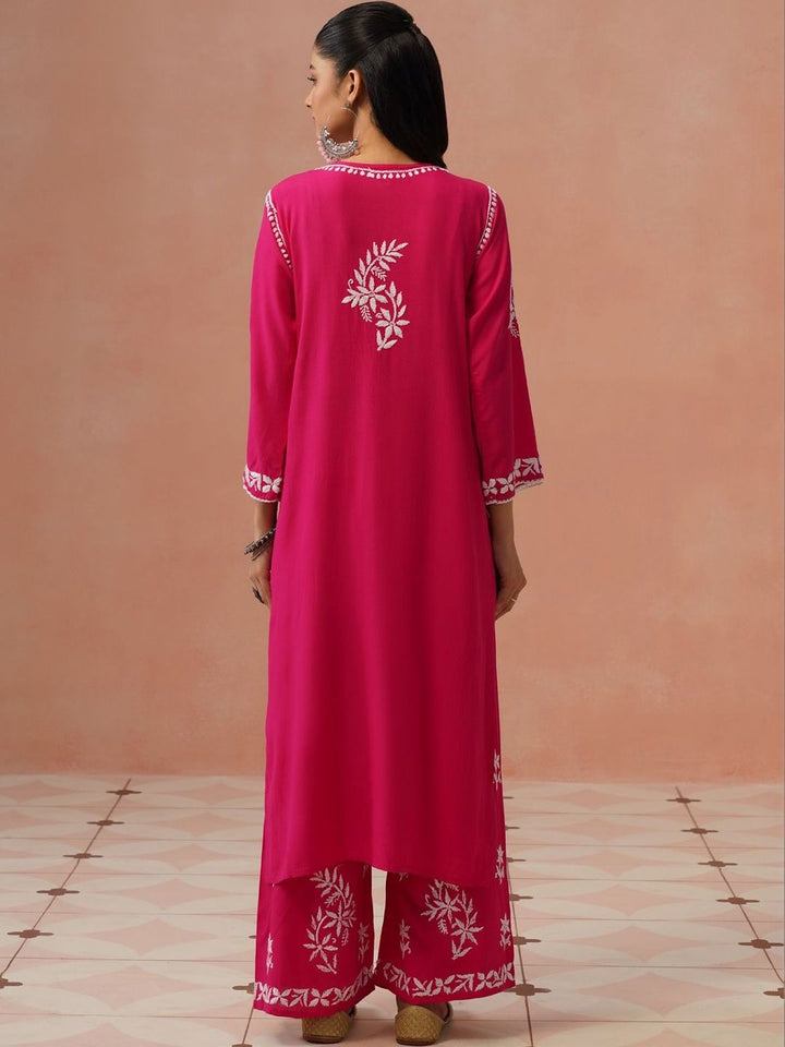 Rumah Chikankari Kurta Chikankari Biasa Wanita dengan Seluar