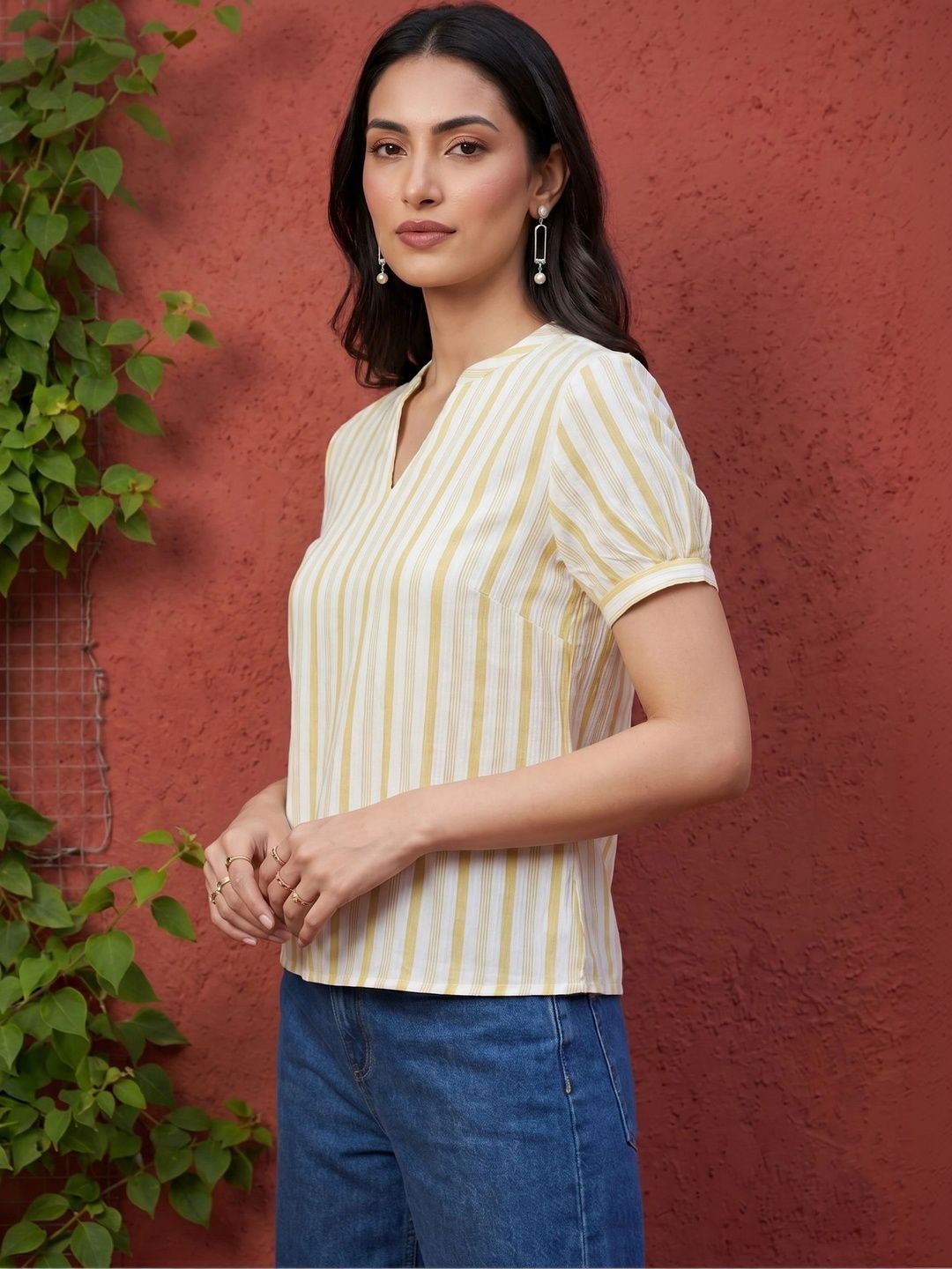 Mamicha Striped Puff Sleeve Top