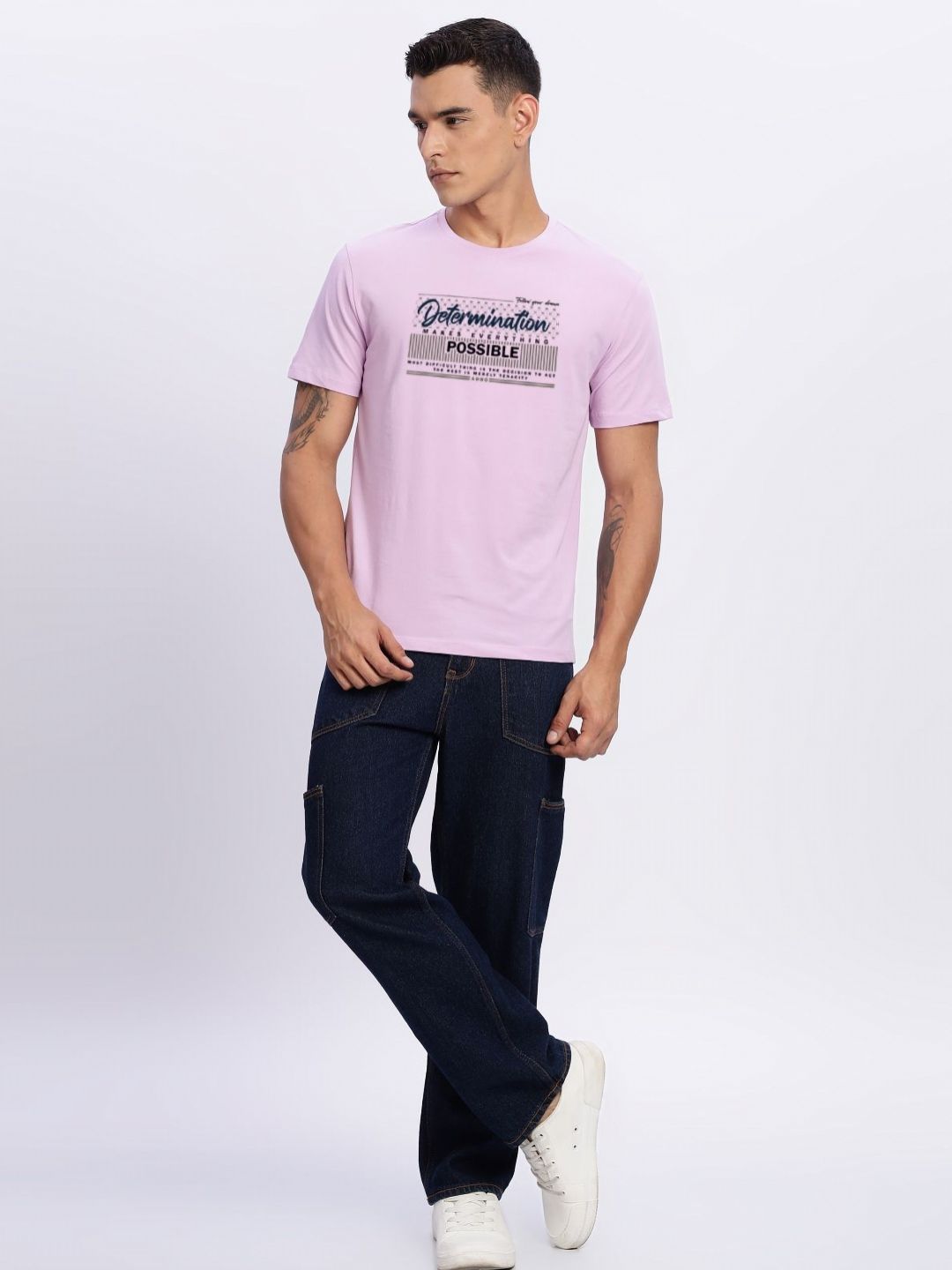 ADRO Men Typography Printed Round Neck Cotton T-shirt