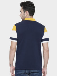 ADRO Lelaki Colourblocked Polo Collar Cotton T-shirt