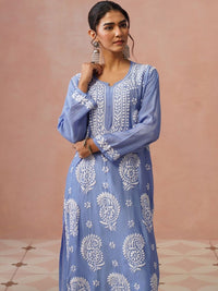 Rumah Wanita Chikankari Sulam Kurta Chikankari
