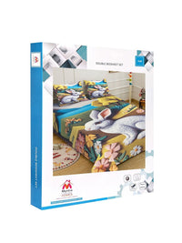 Myntra Elegant Homes Biru & Putih 400 TC Cadar Katil King dengan 2 Sarung Bantal