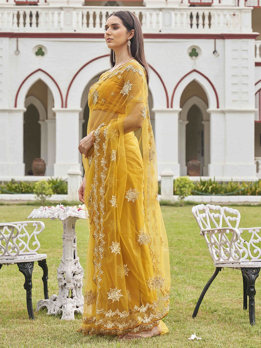 Tikhi Imli Embellished Embroidered Net Saree