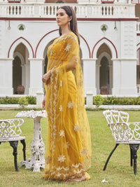 Tikhi Imli Embellished Embroidered Net Saree