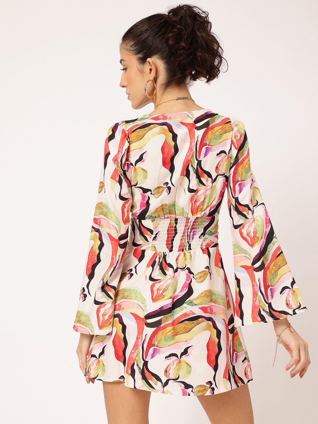 DressBerry Chromatic Chaos Pleated Smocked Mini Dress