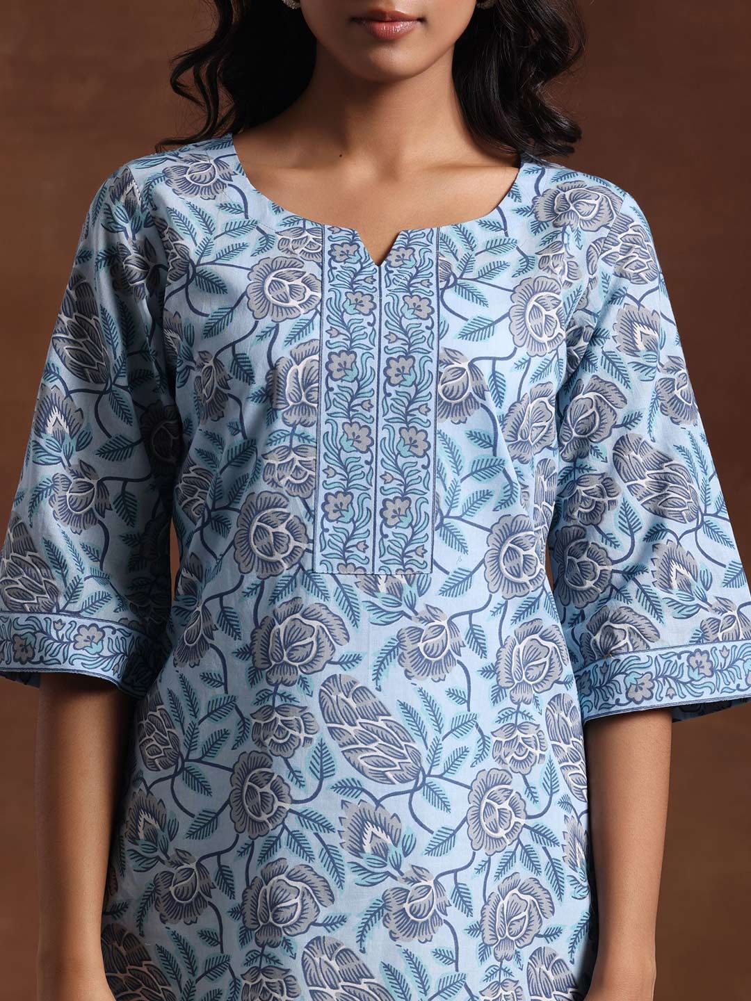 Libas Women Floral Printed Flared Sleeves Pure Cotton Kurti