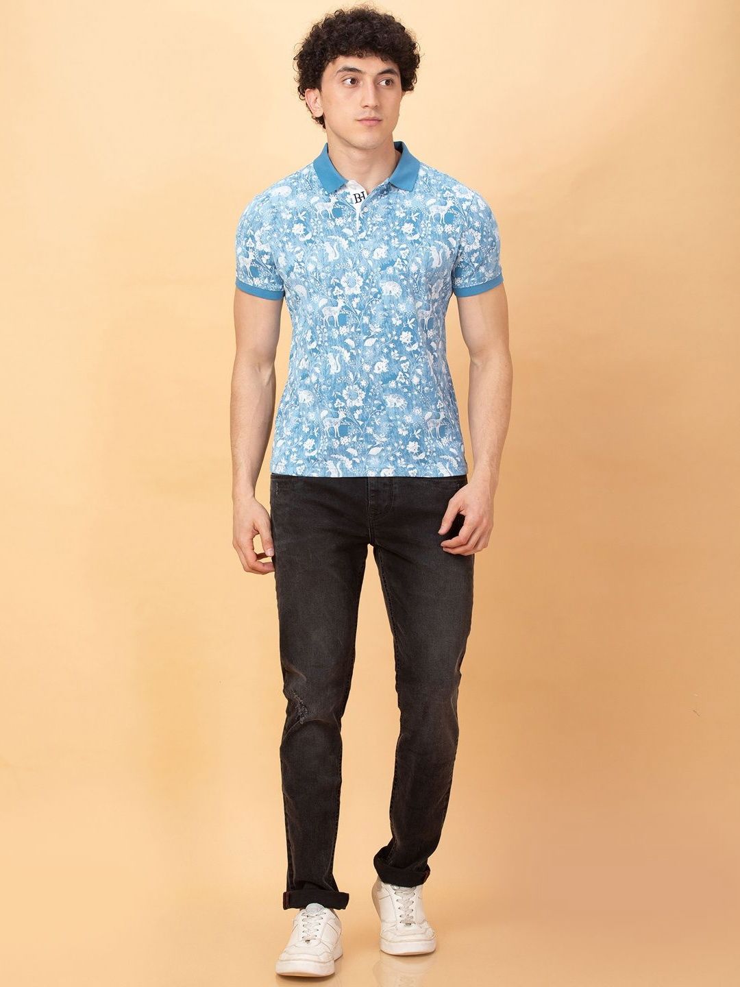 Being Human Men Printed Polo Collar Pure Cotton Pockets T-shirt