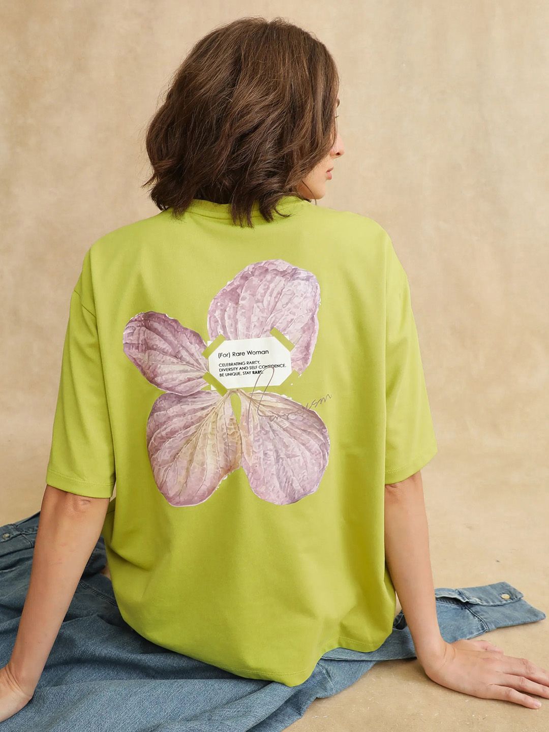 RAREISM Women Printed Raw Edge T-shirt