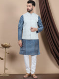 Anouk Teal Blue Ethnic Motifs Printed Straight Kurta with Churidar