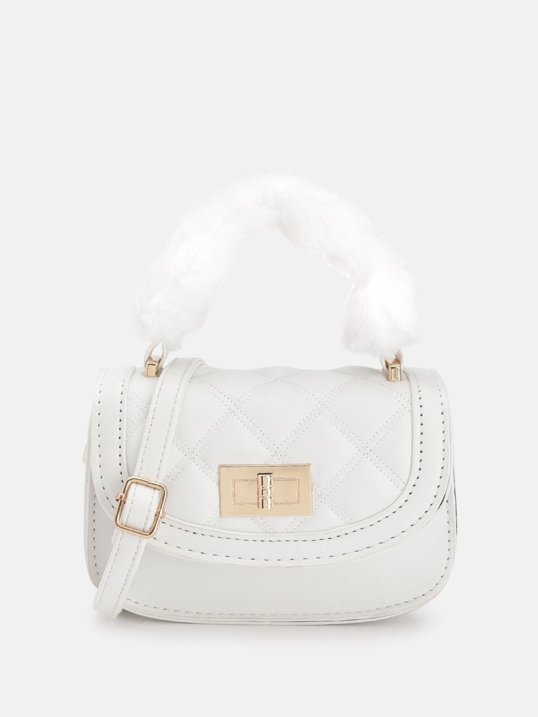 DressBerry Structured Satchel with Quilted Detail