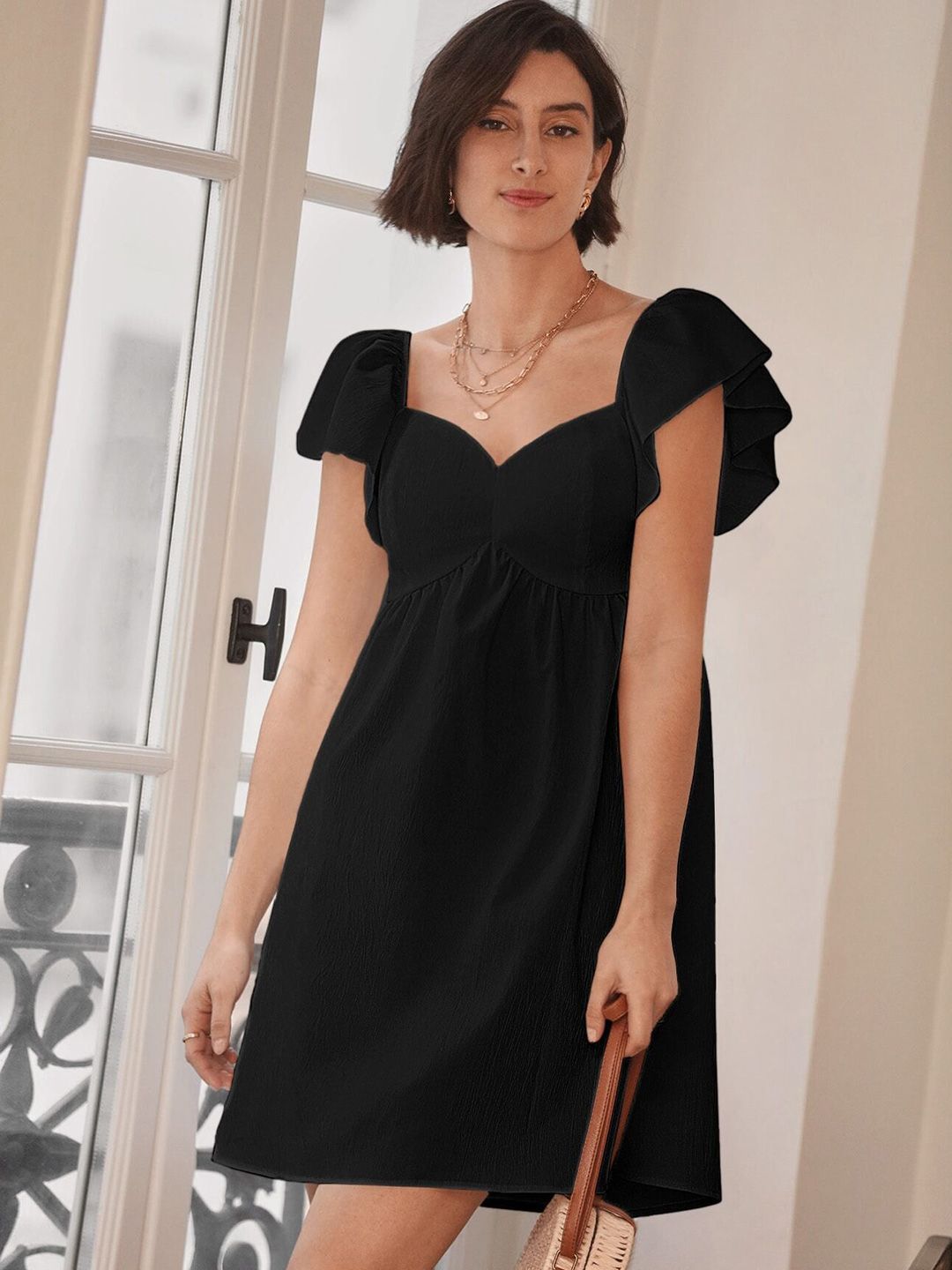 DressBerry Women V-Neck A-Line Above Knee Dress