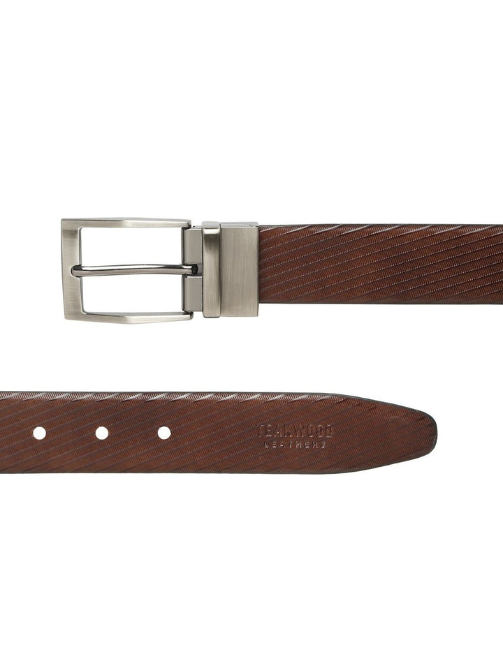 Teakwood Leathers Men Textured Leather Reversible Formal Belt