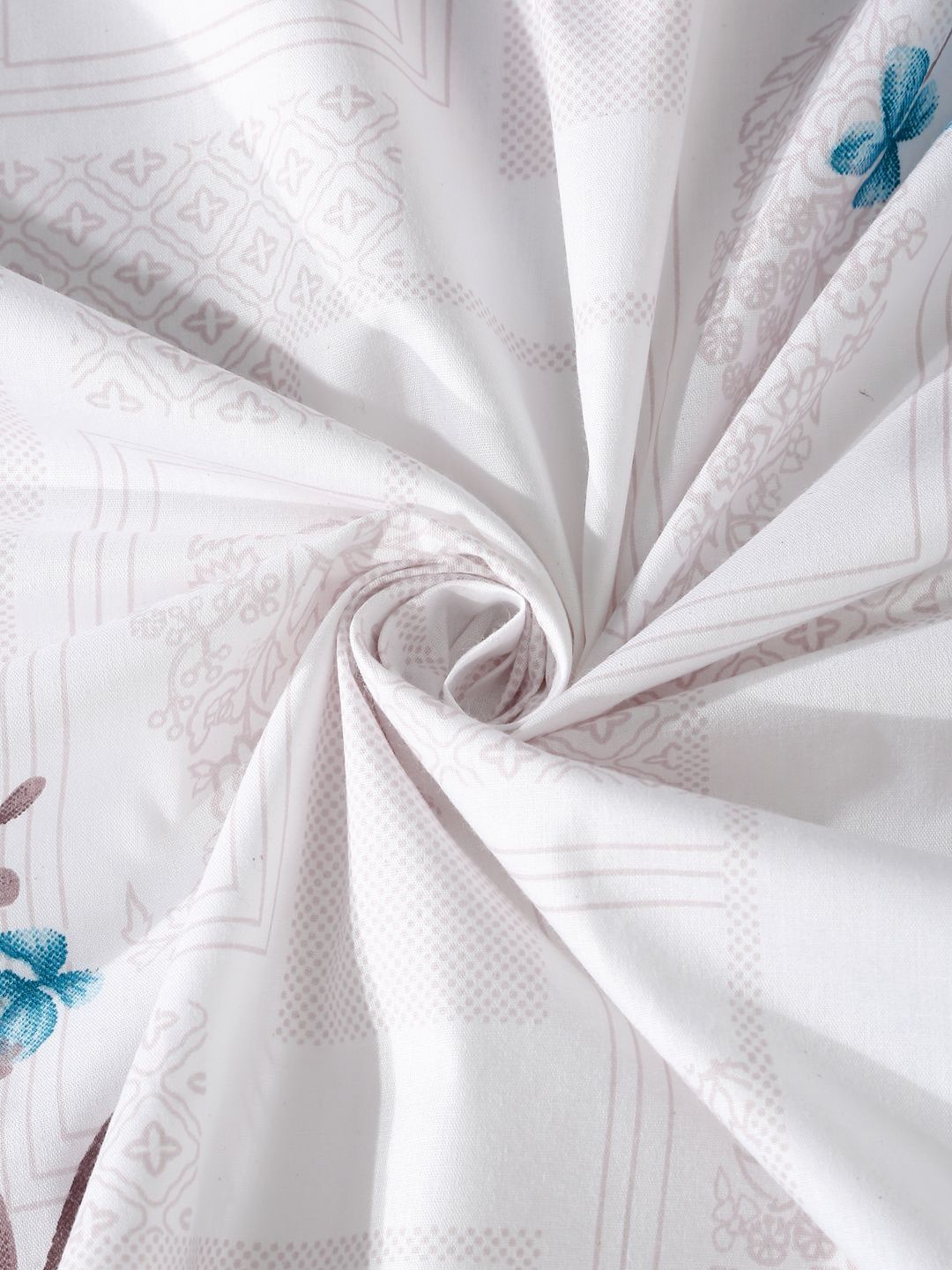 KLOTTHE White Floral Dilengkapi 400 TC Kapas Tulen Cadar Super King Dengan 2 Sarung Bantal