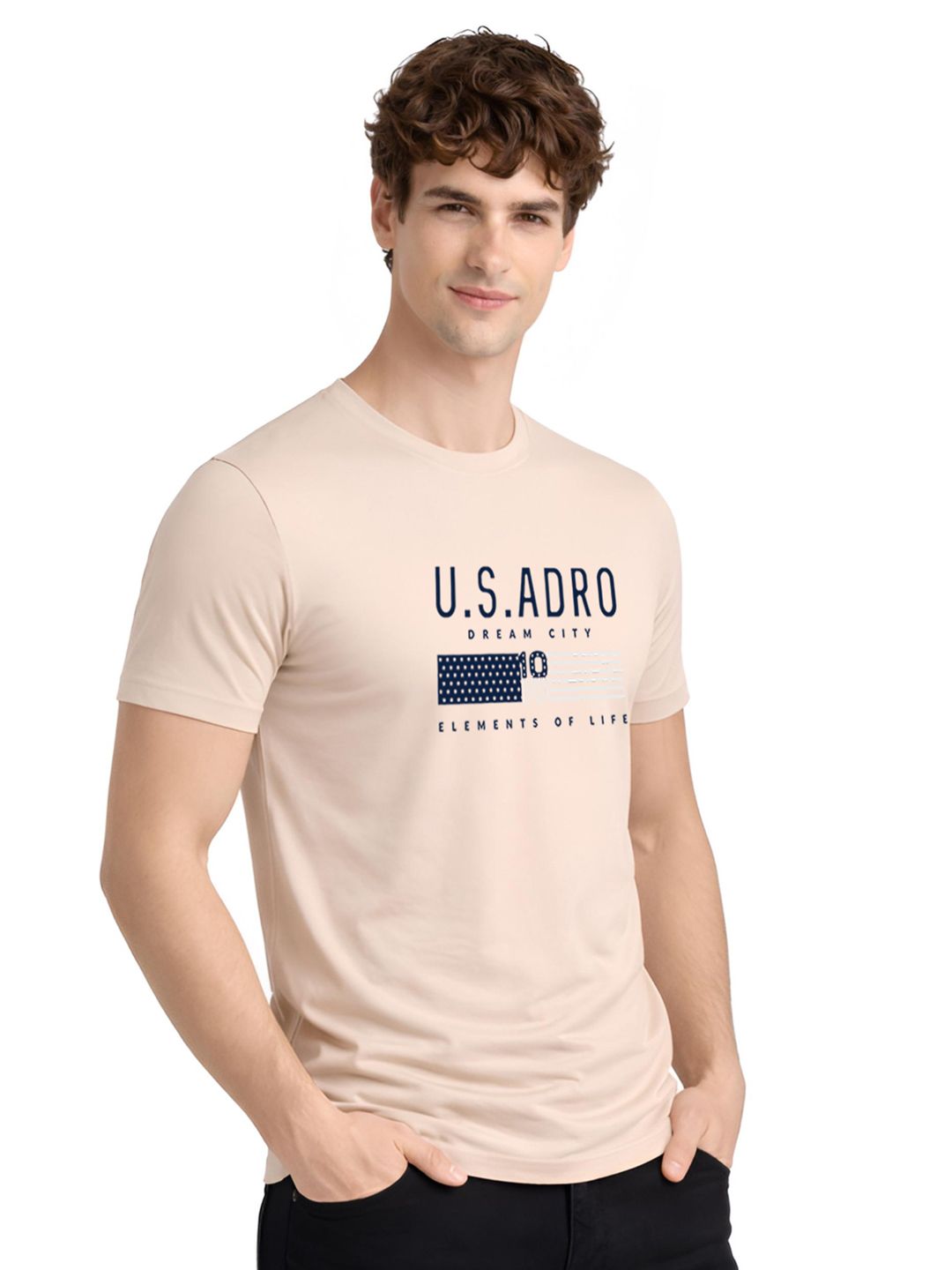 ADRO Men Brand Logo Printed T-shirt