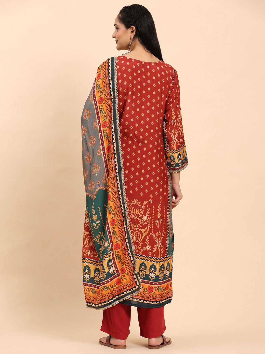 Mamicha Women Ethnic Motifs Printed Regular Pure Cotton Kurta with Palazzos & With Dupatta