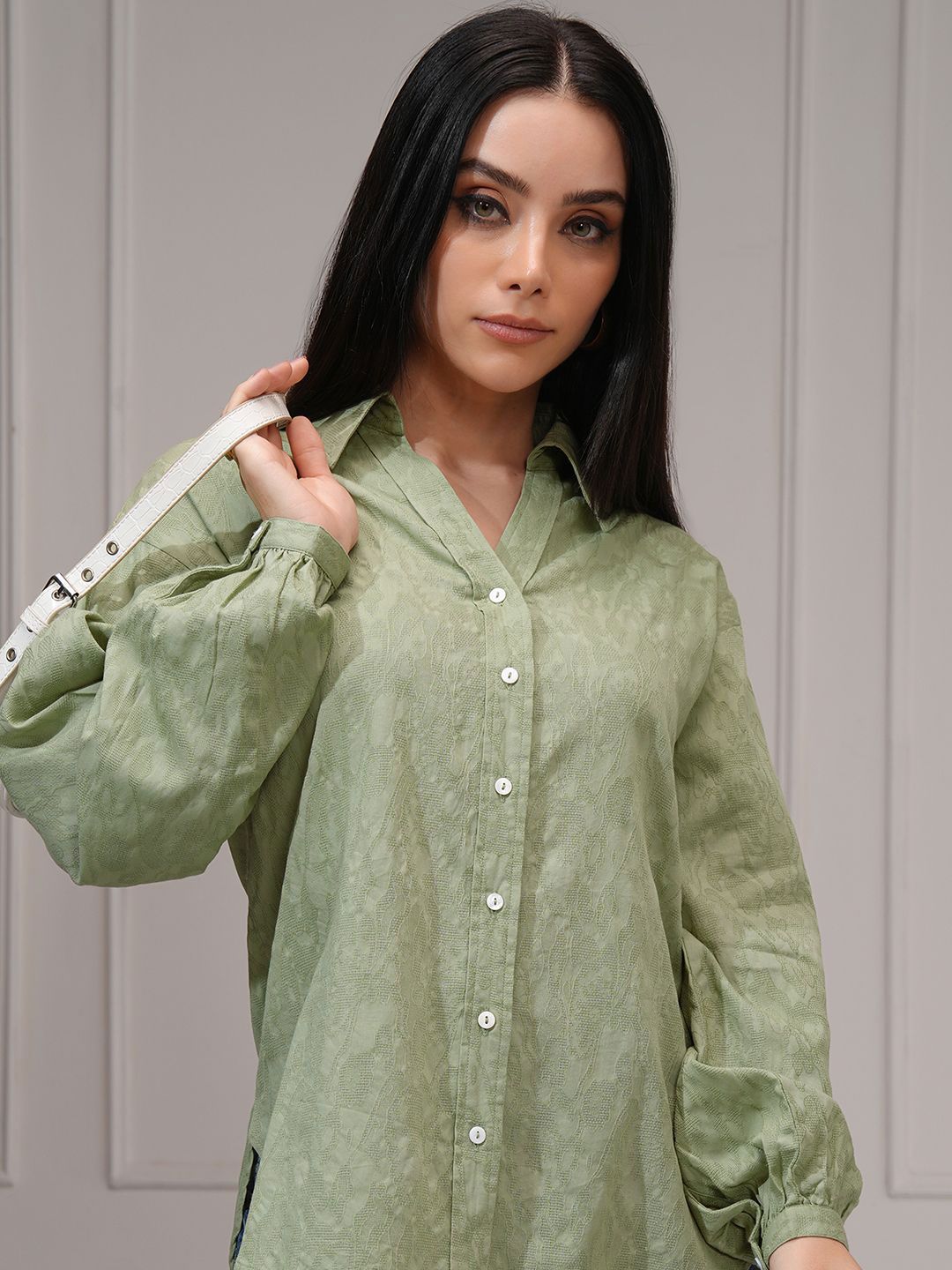 Tokyo Talkies Women Button Down Full Sleeve Shirt