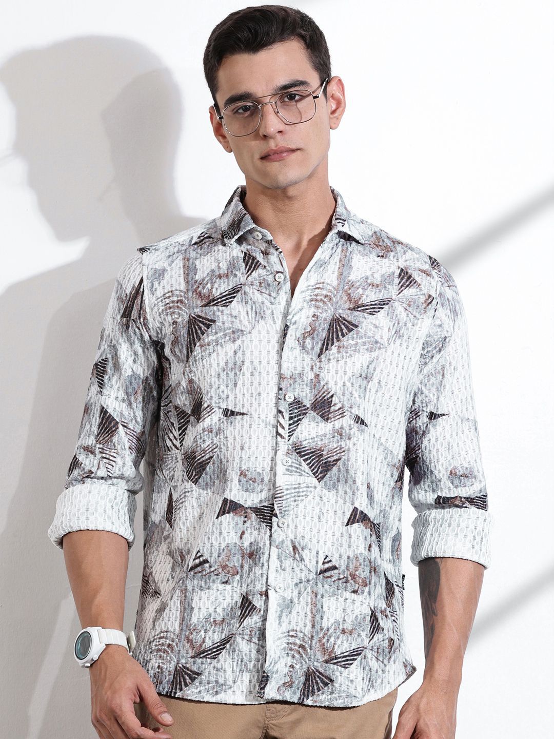 Thomas Scott Men Classic Slim Fit Opaque Casual Shirt