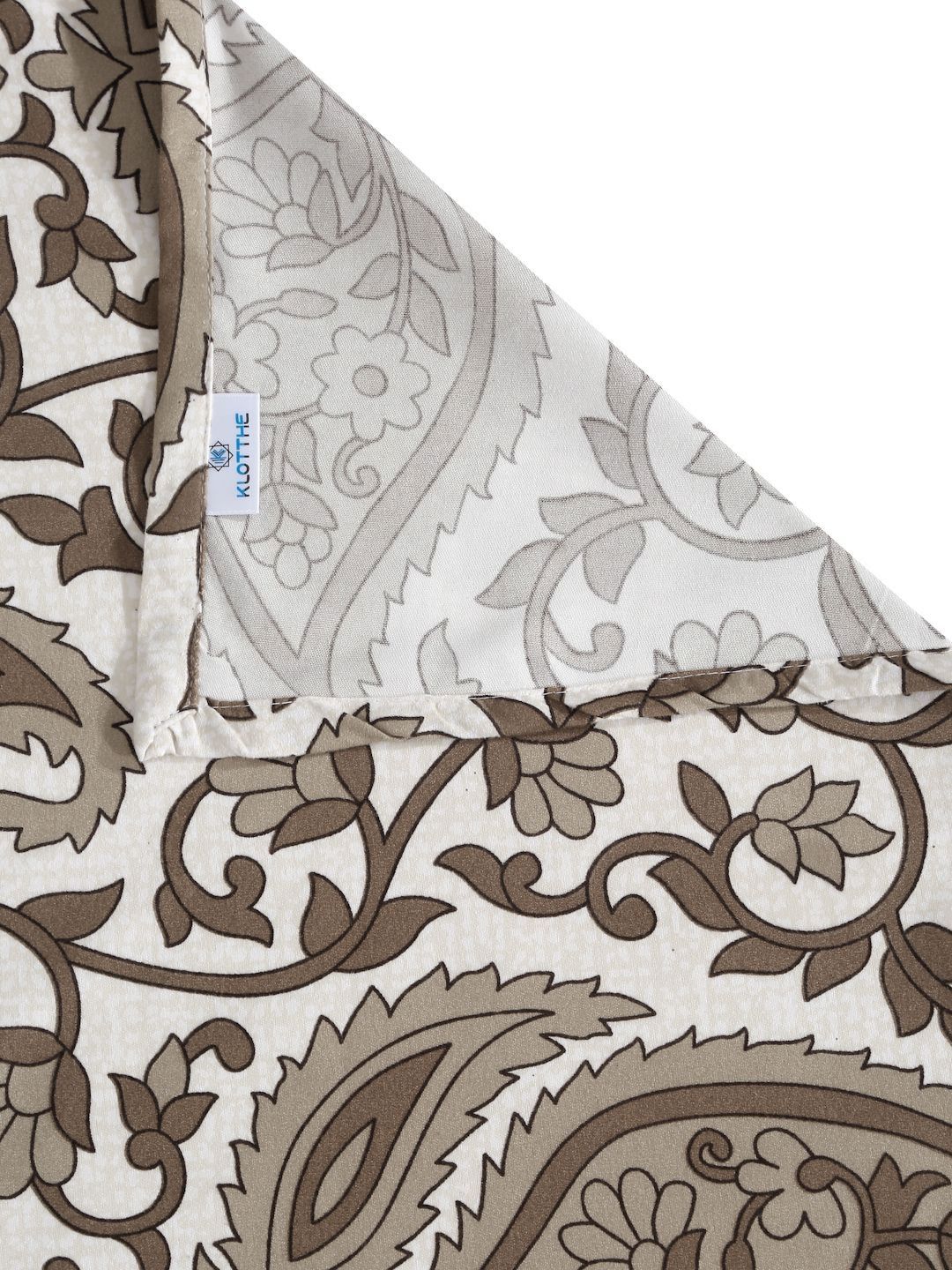 KLOTTHE Putih Paisley Polycotton 300 TC Cadar Halus Tunggal dengan Sarung Bantal-89 x 59 inci