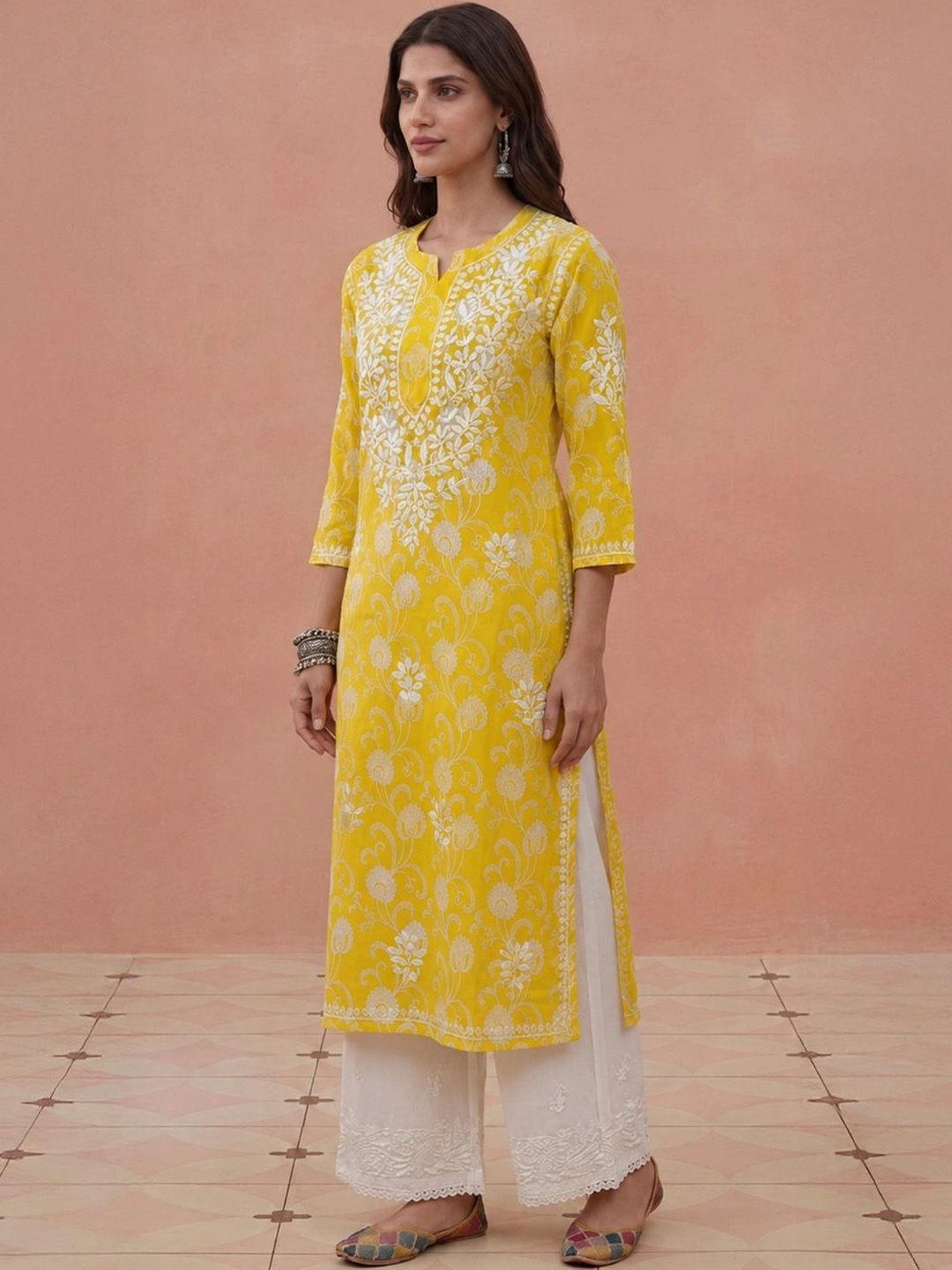 Rumah Wanita Chikankari Sulam Kurta Chikankari