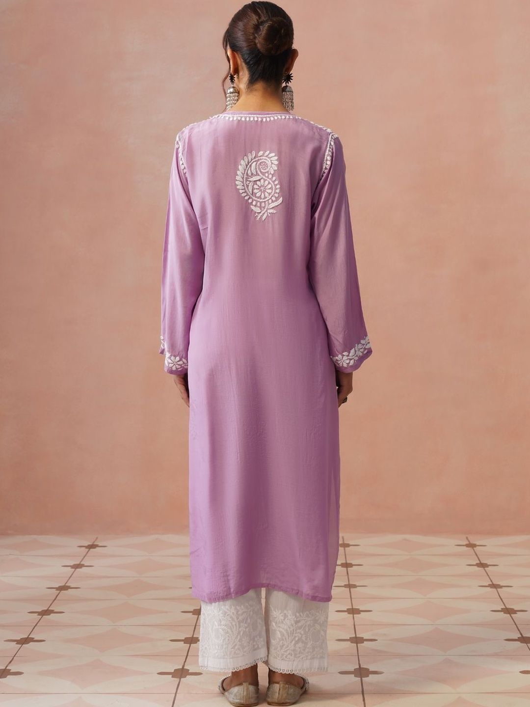 House of Chikankari Women Embroidered Chikankari White Romance Kurta