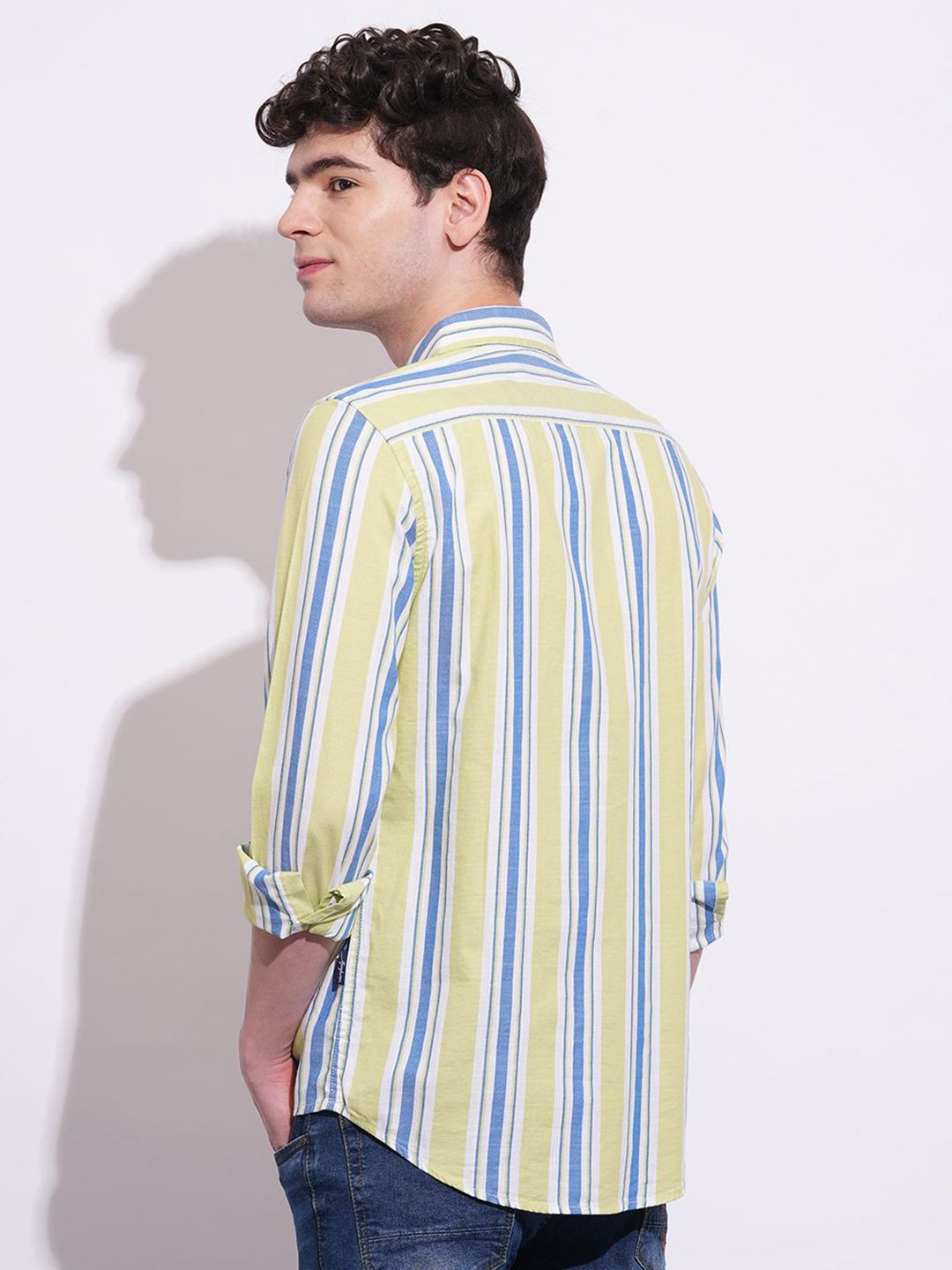 Being Human Men Classic Slim Fit Opaque Striped Casual Shirt