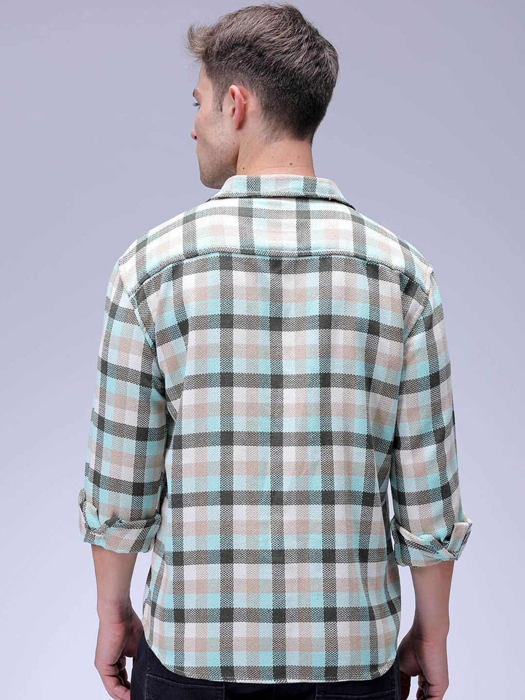 The Indian Garage Co Men Relaxed Fit Checked Dobby Textured Resortwear Shirt