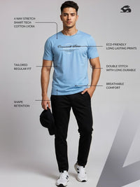 ADRO Typography Printed Round Neck Skin-Friendly Regular Fit T-shirt