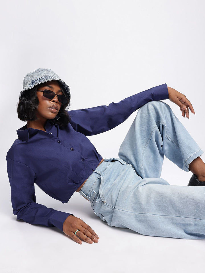 DressBerry Minimalist Majesty Boxy Crop Shirt