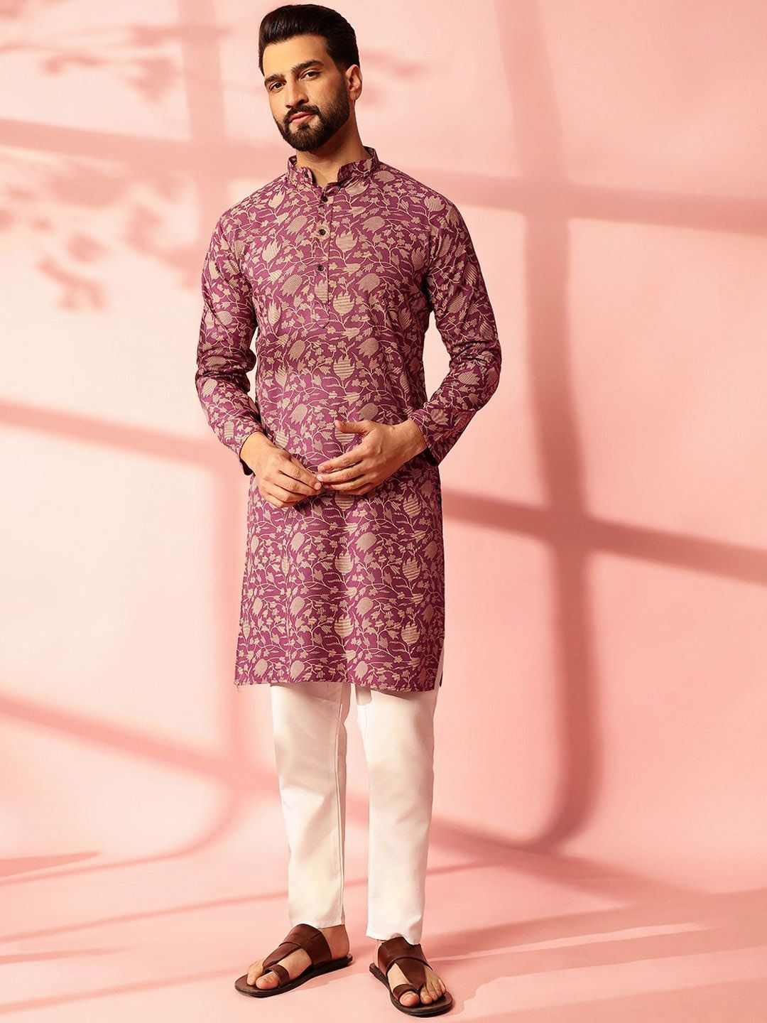 Anouk Men Floral Printed Regular Kurta with Pyjamas