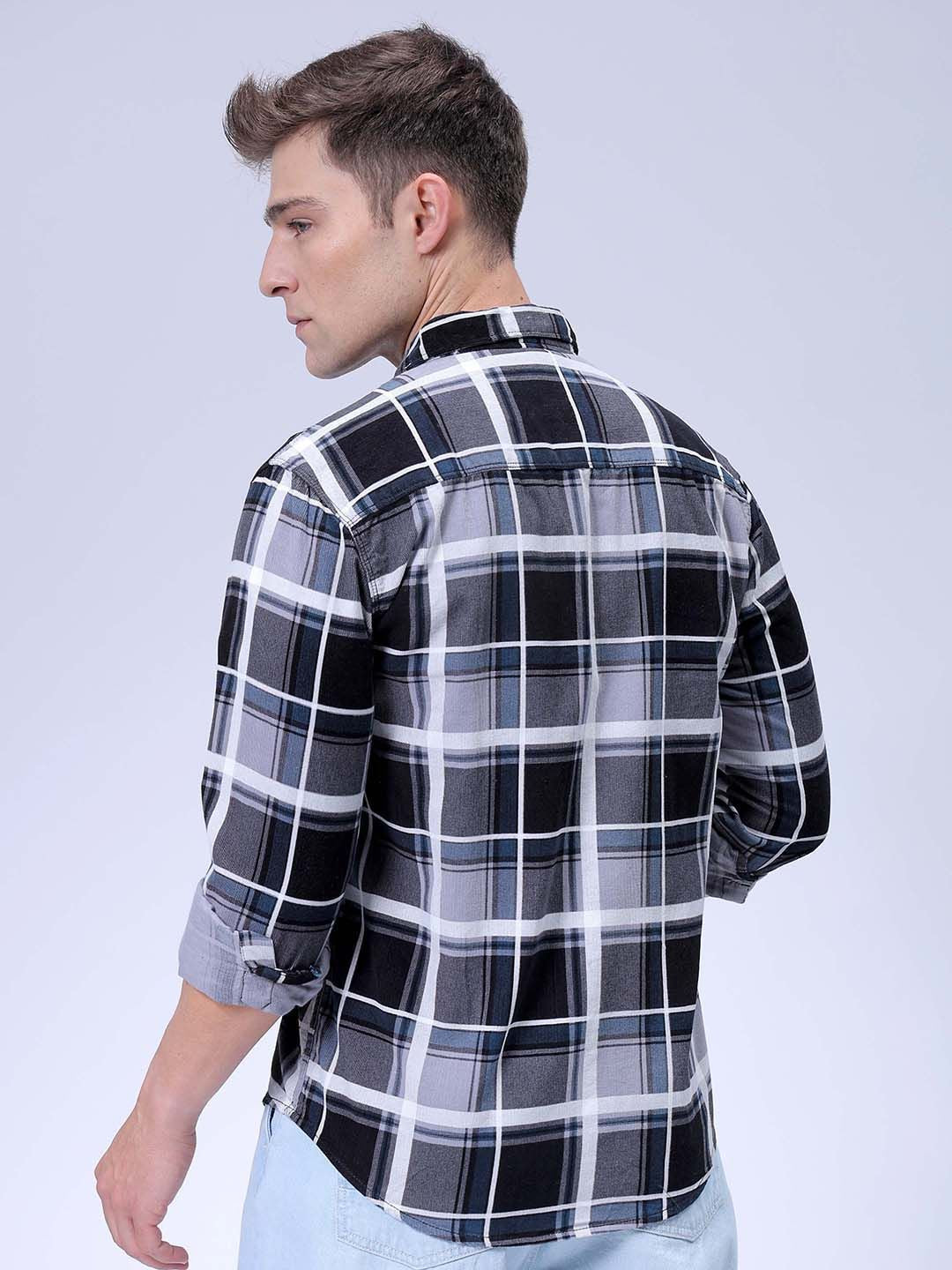 The Indian Garage Co Pure Cotton Spread Collar Tartan Checked Casual Shirt