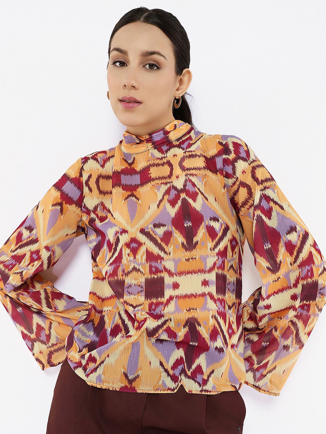 Rareism Print Cotton Lengan Berkelip Berat Kembali