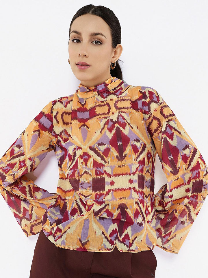 Rareism Print Cotton Lengan Berkelip Berat Kembali