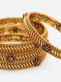 PANASH- Set Of 2 24 CT Gold-Plated Handcrafted Antique Bangles