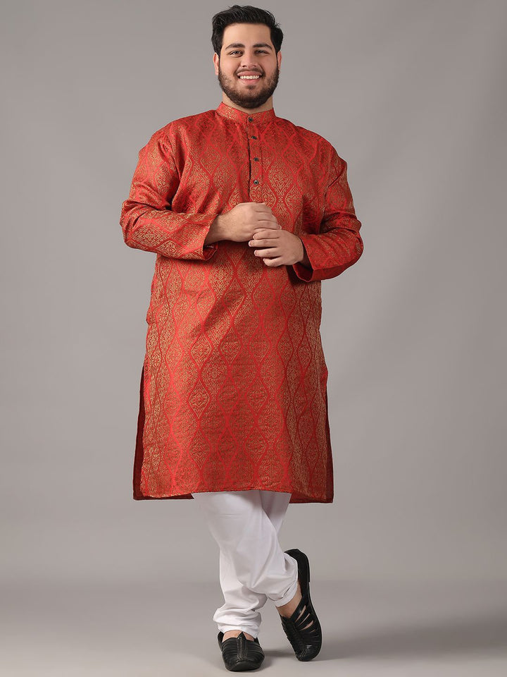 SOJANYA PLUS Plus Size Men Ethnic Motifs Woven Design Straight Kurta With Pyjamas