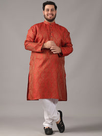 SOJANYA PLUS Plus Size Men Ethnic Motifs Woven Design Straight Kurta With Pyjamas