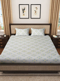 Myntra Elegant Homes Grey Floral Cotton 400 TC King Superfine Bedsheet with 2 Pillow Covers-98 x 89 inches