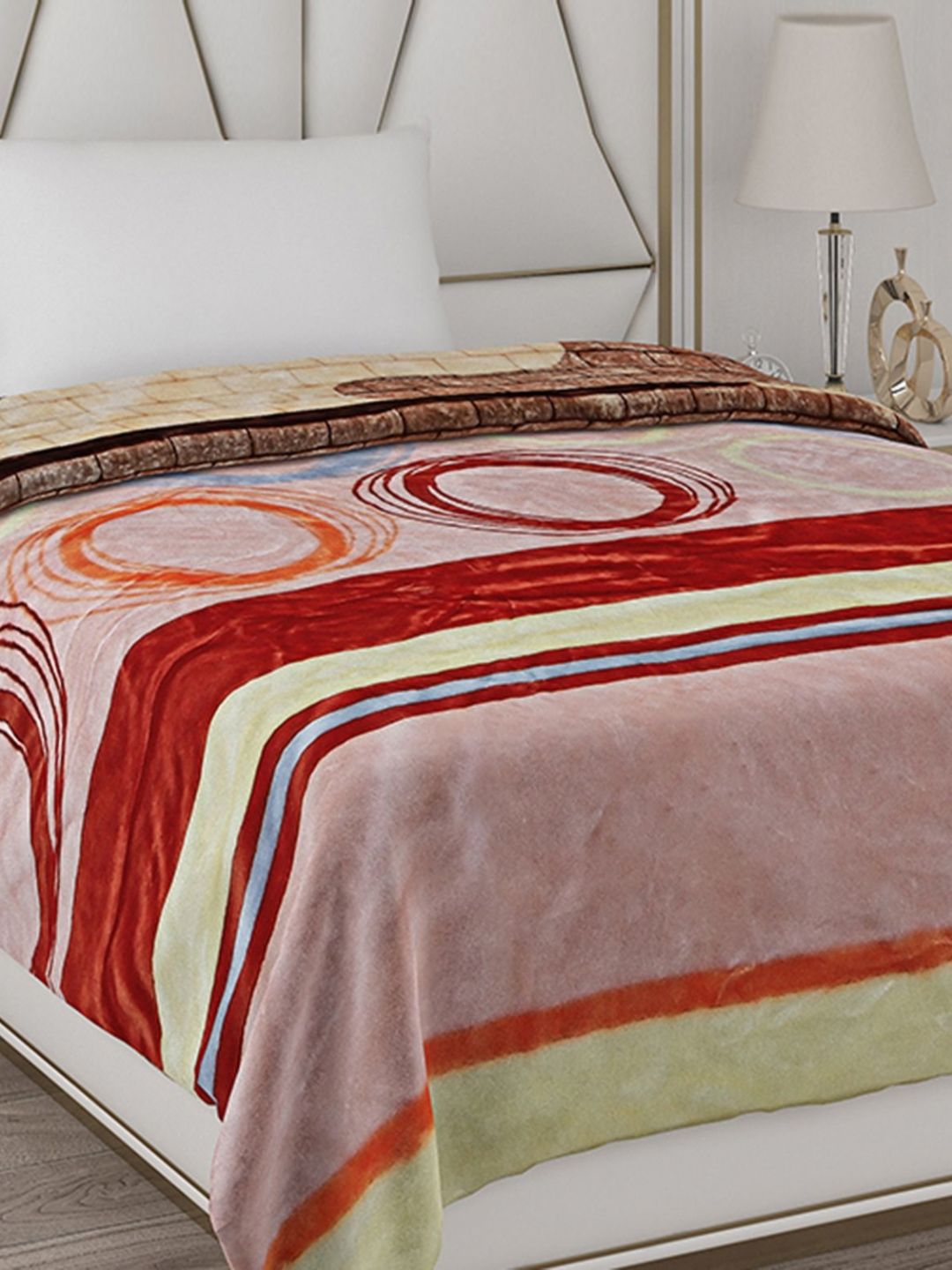 Monte Carlo Pink & Red Geometric Mild Winter 500 GSM Single Bed Blanket