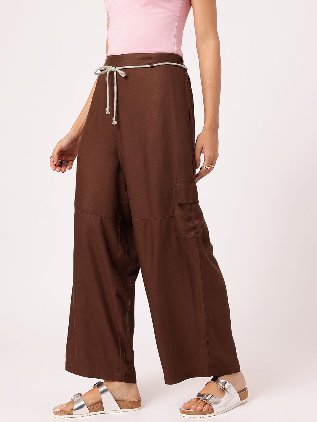 DressBerry Women Eclectic Essentials Belted Cargo Trousers