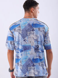 The Indian Garage Co Men Abstract Printed Neck Oversized T-shirt