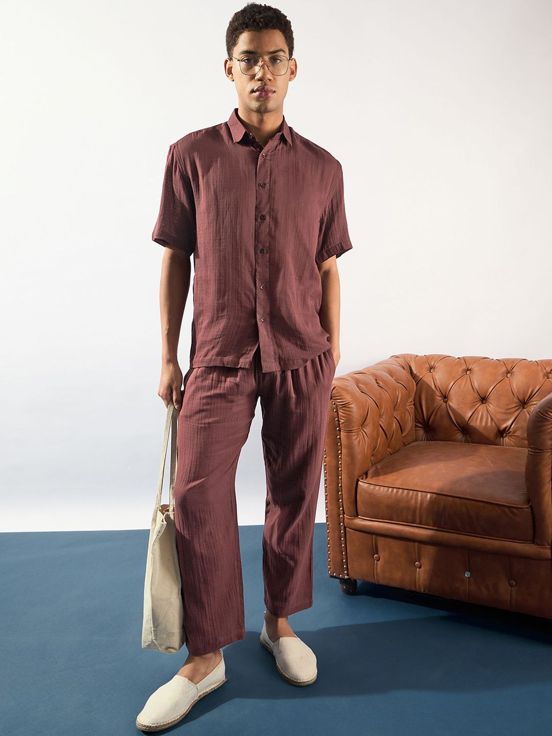 DENNISON Pure Cotton Oversized Shirt With Trousers Co-Ords