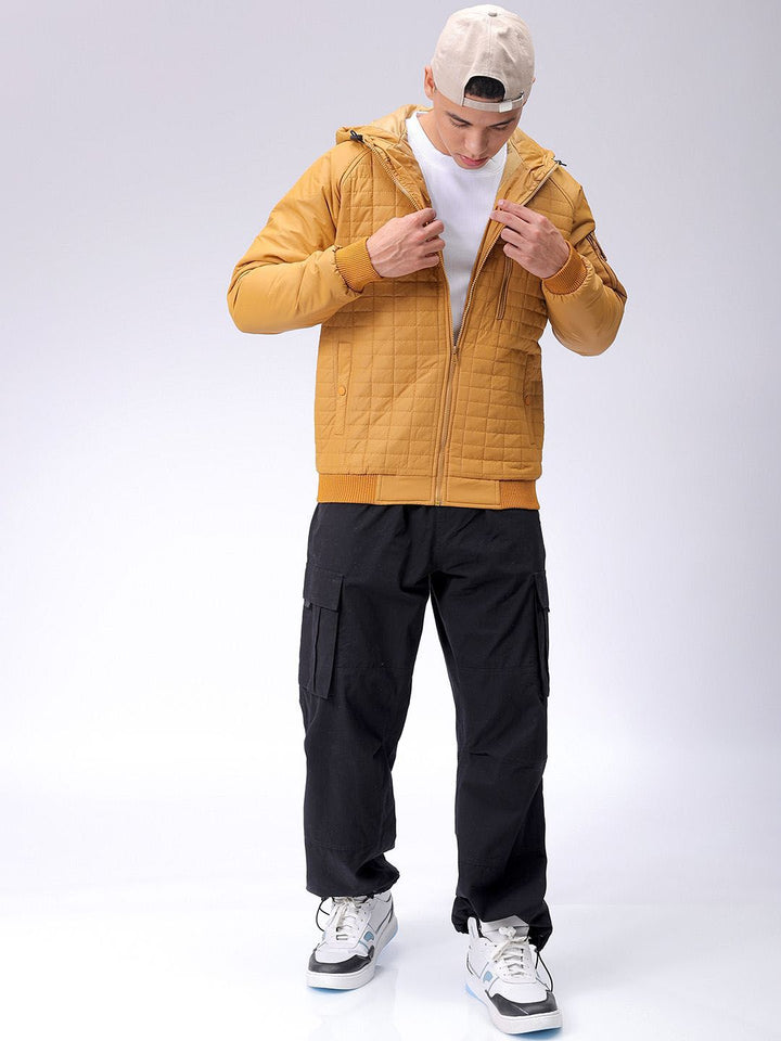 The Indian Garage Co Men Hooded Slim Fit Bomber Jacket