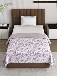 Monte Carlo Pink & White Floral Printed Mild Winter 136 GSM Single Bed Dohar