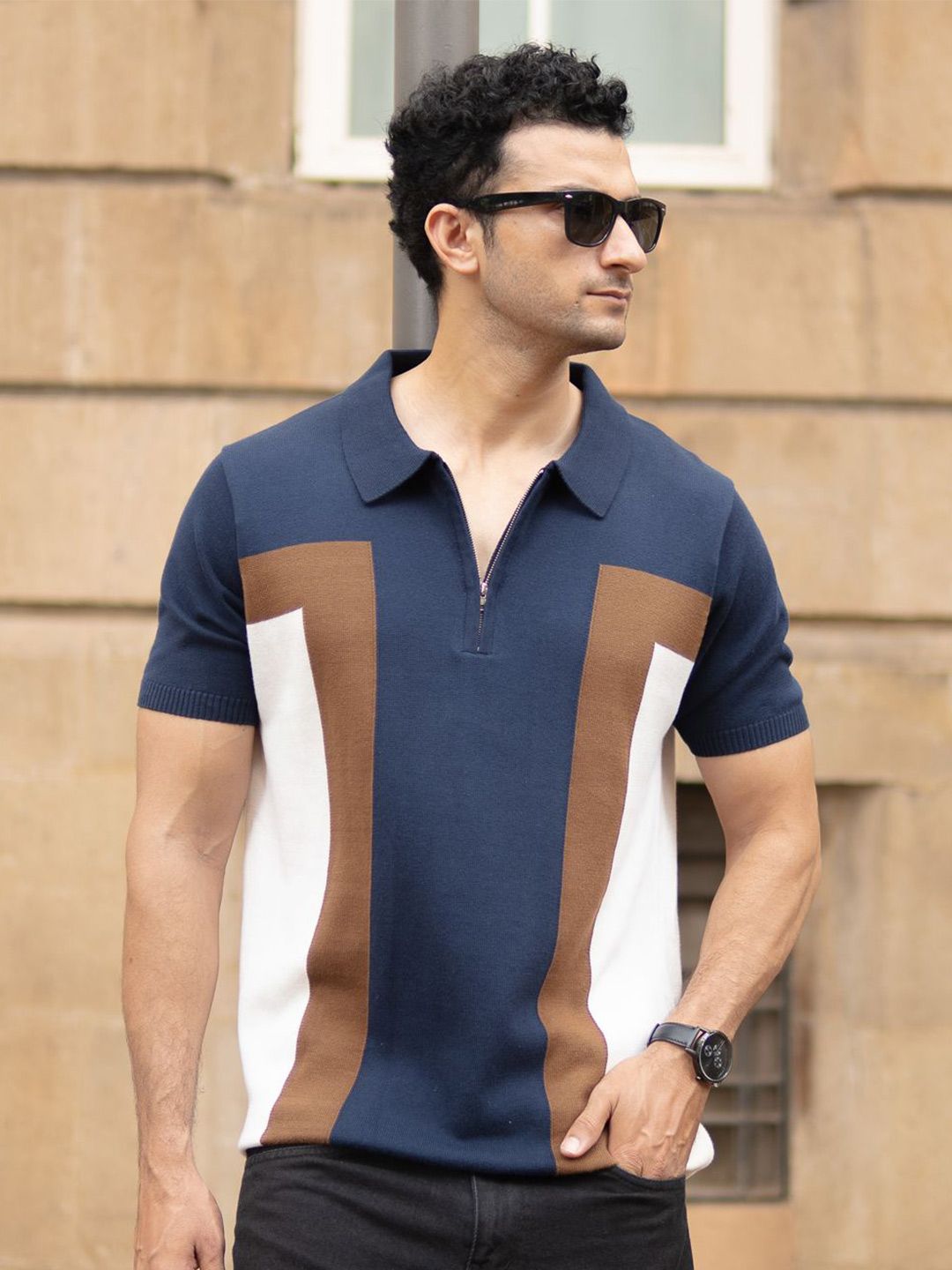 Powerlook Men Cotton Striped Polo T-Shirt