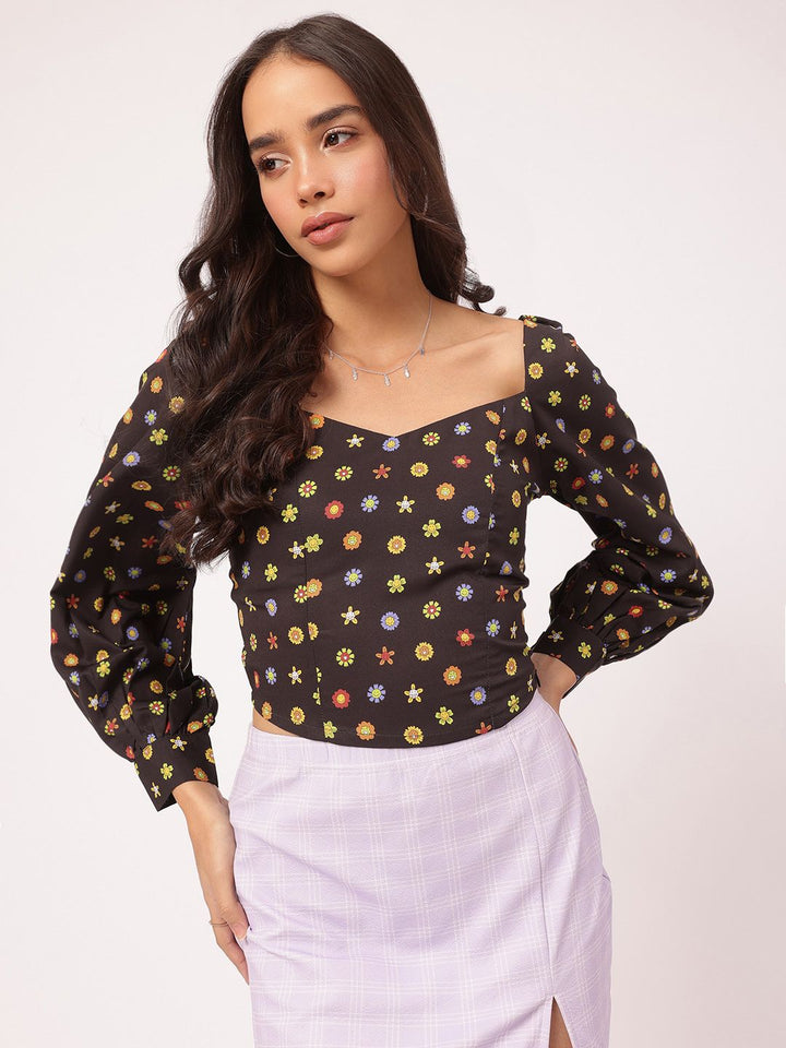 DressBerry Floral Fantasy Bow Back Top