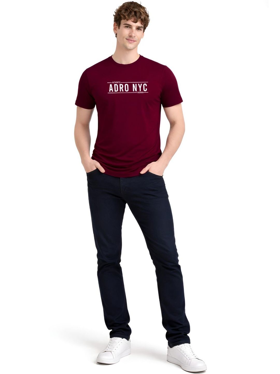 ADRO Men Typography Printed Round Neck Cotton T-shirt