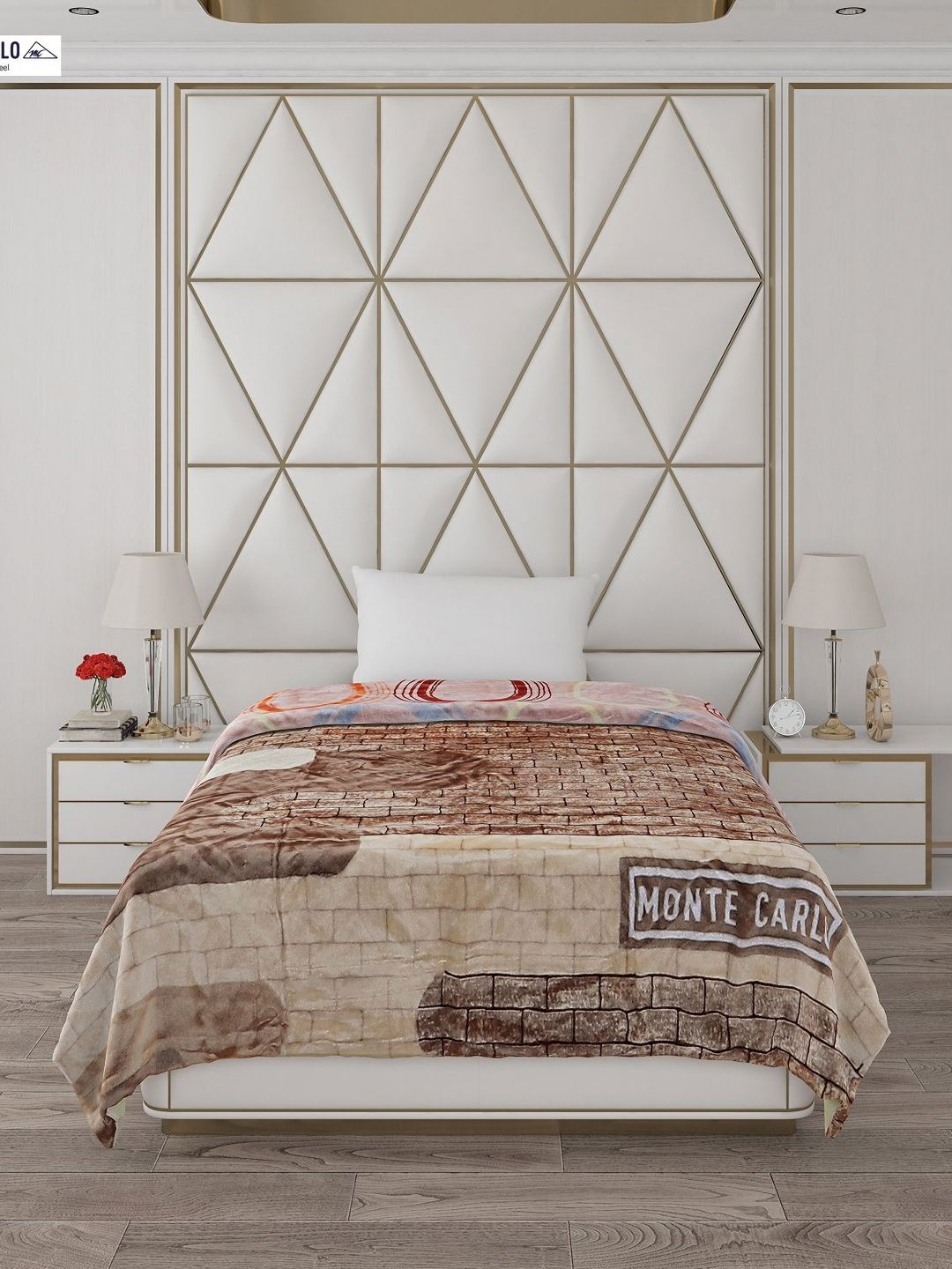 Monte Carlo Pink & Red Geometric Mild Winter 500 GSM Single Bed Blanket