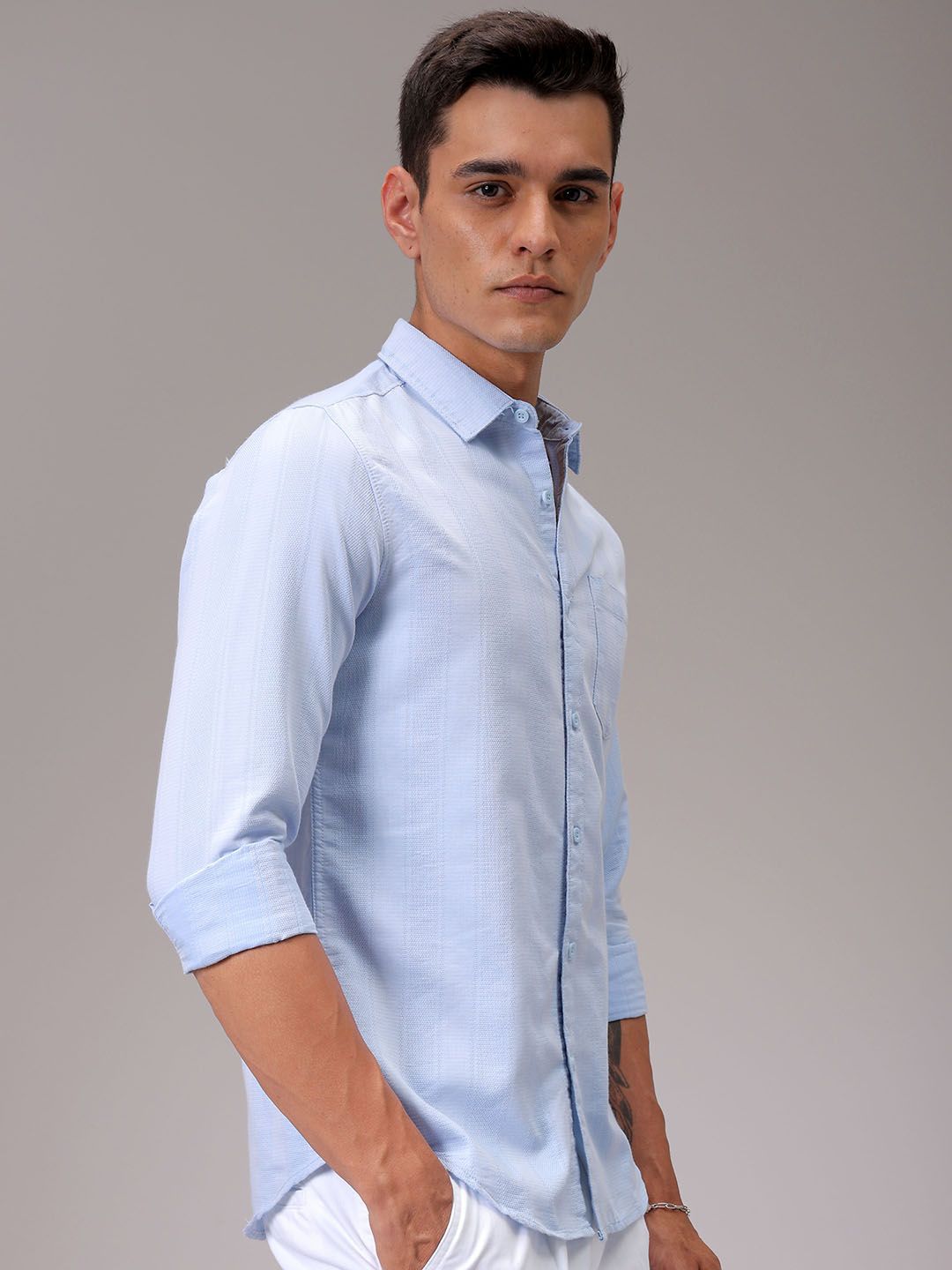 The Indian Garage Co Men Slim Fit Opaque Striped Casual Shirt