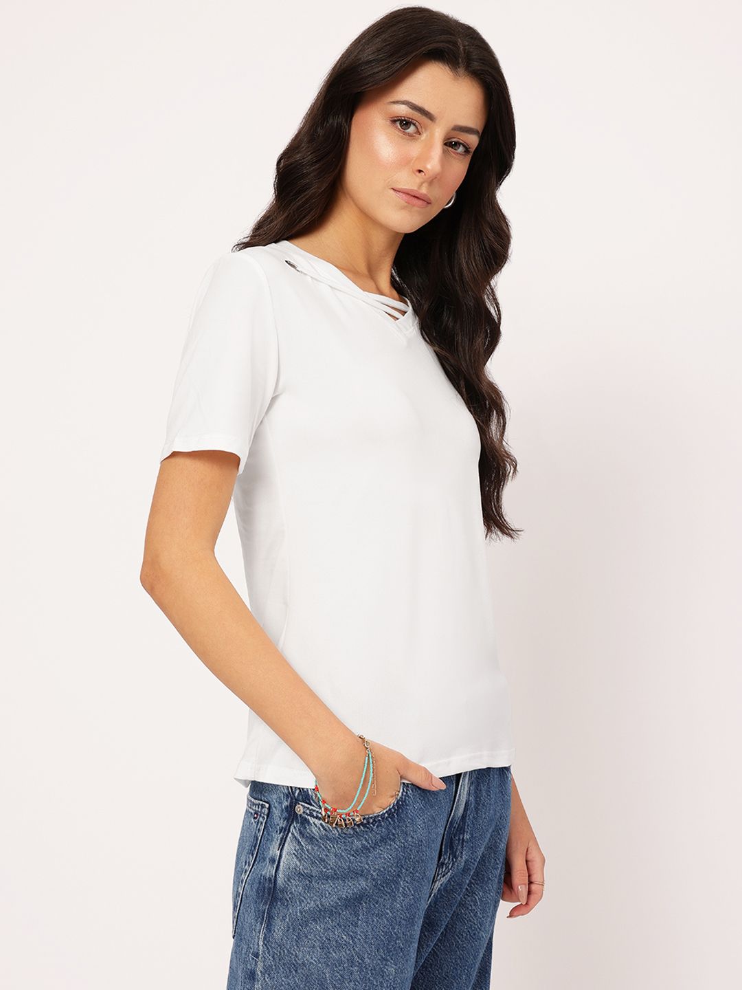 DressBerry Minimalist Muse Ring & Strap Detail Regular Top
