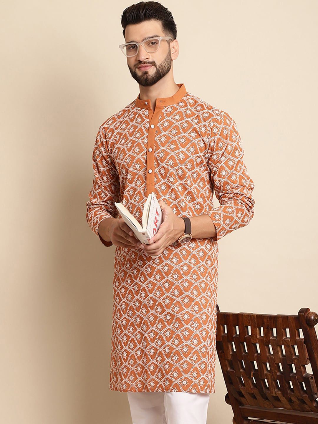 Motif Etnik Anouk Sulam Kolar Band Kapas Kurta Biasa